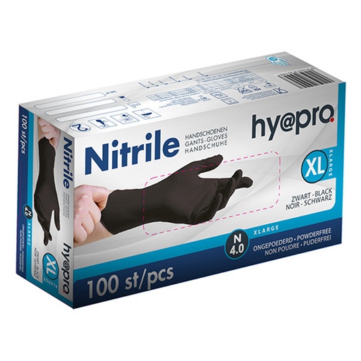 [HS013] Handschoenen Nitril XL ZWART ongepoederd
