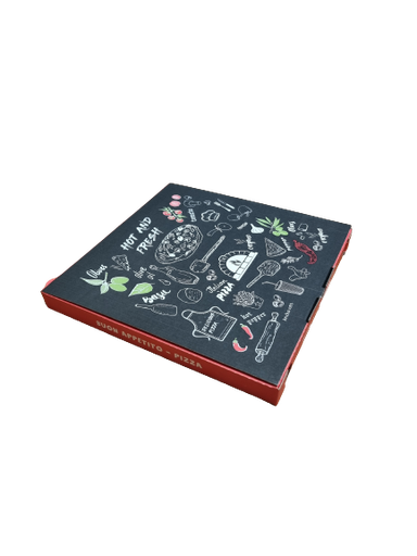 [PB000061ZW] Pizzadoos 32x32x3cm Kraft HOT ZW.  pak 150st